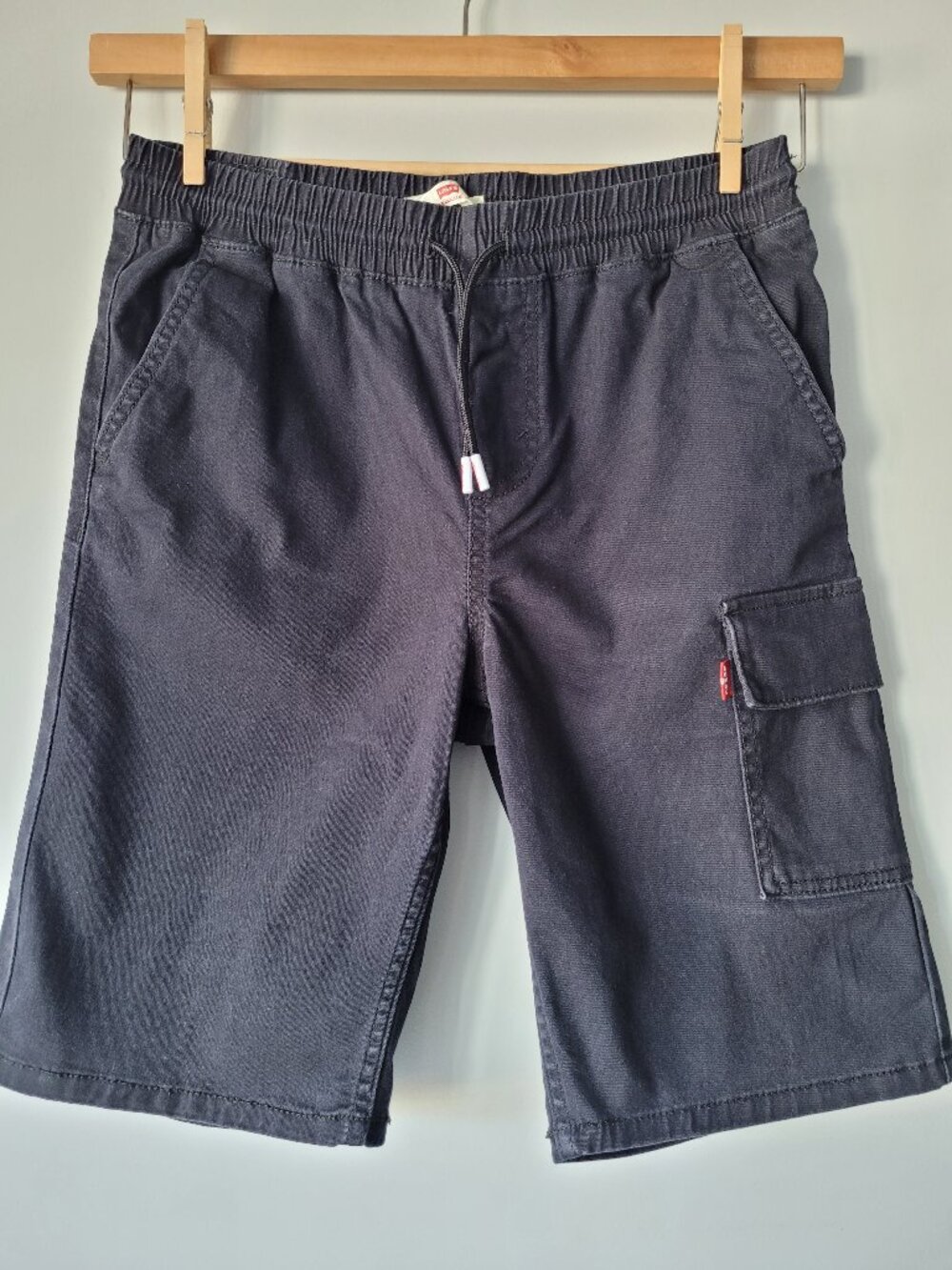 Levi's Boys Black Cargo Shorts | Size XL | Stretch Cotton | Elastic Waist